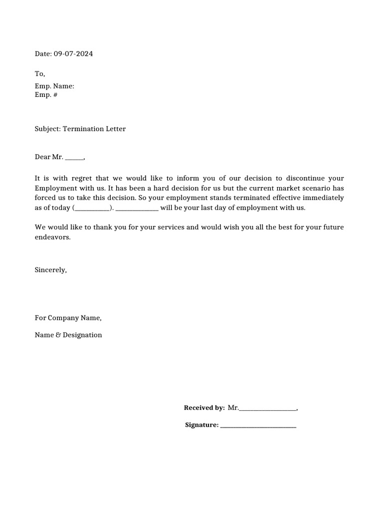 Immediate Termination Notice | PDF