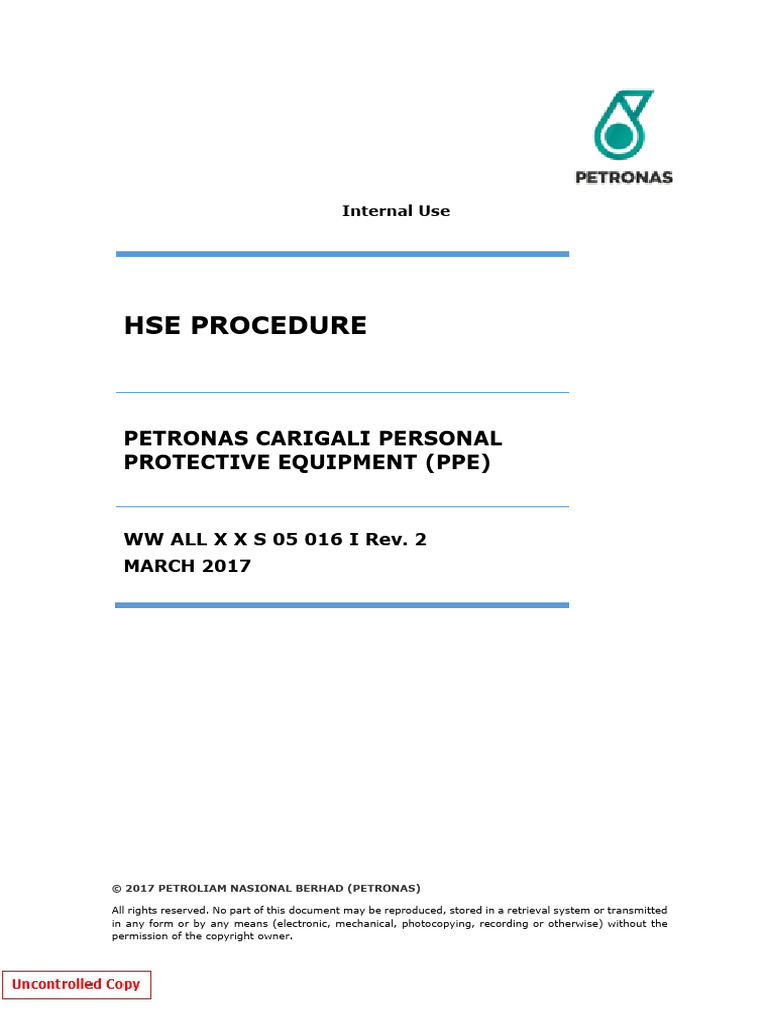 18 WW All X X S 05 016 I March 2017 Rev. 2 - PCSB Ppe Procedure | PDF ...