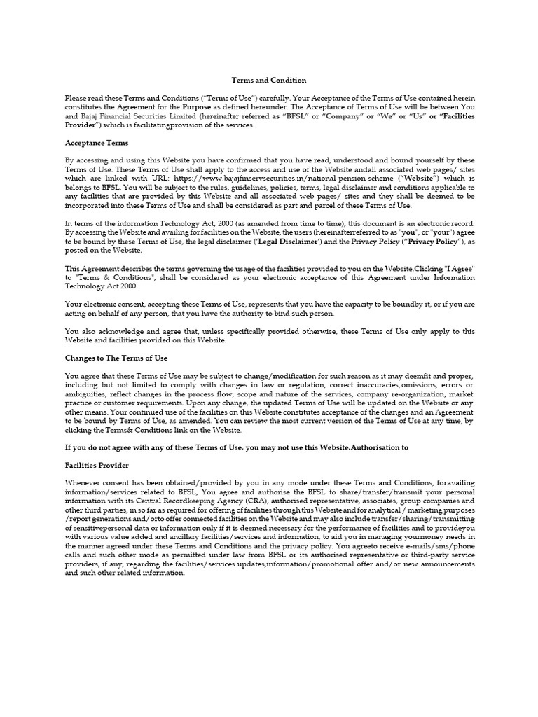 BFSL Terms Conditions NPS - Pdf.coredownload - Inline | PDF | Legal ...
