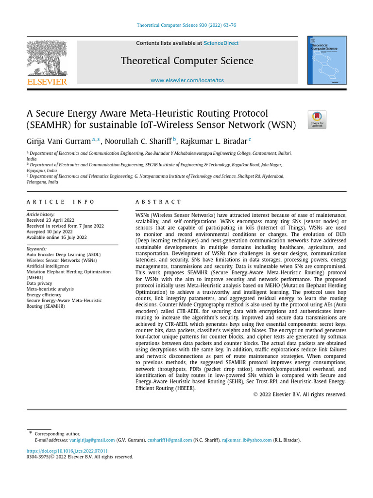SEAMHR: Energy-Aware Routing for WSNs | PDF | Wireless Sensor Network ...