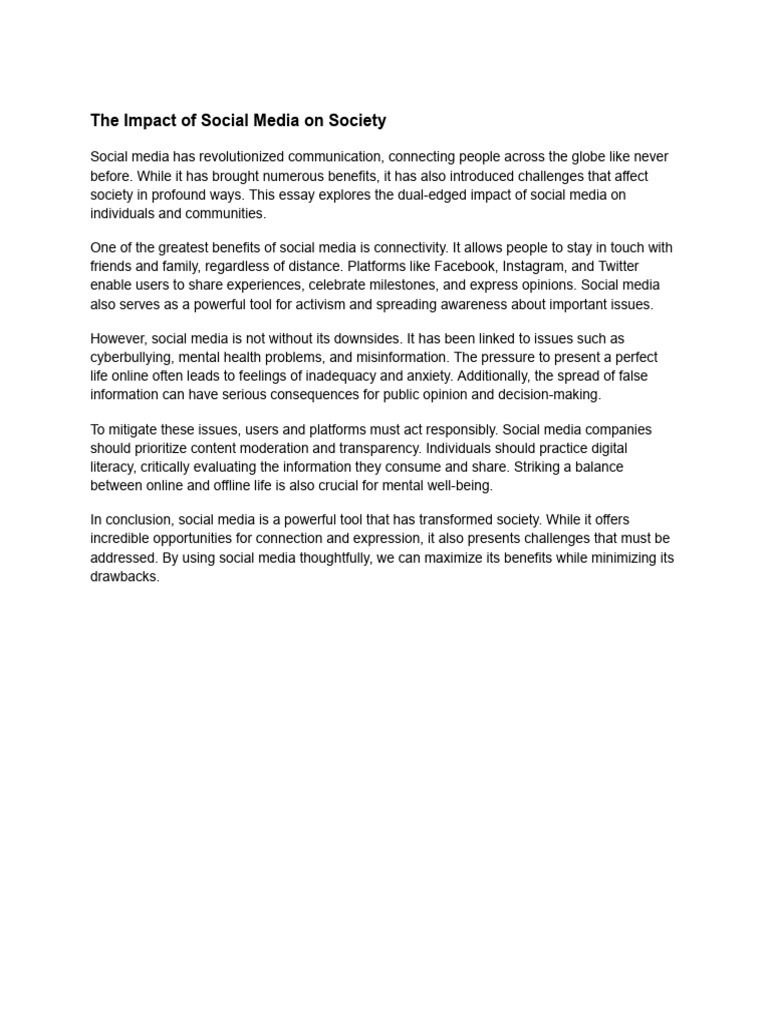 The Impact of Social Media On Society | PDF