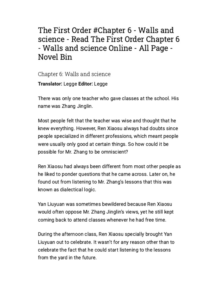 The First Order Ch.6: Walls & Science | PDF