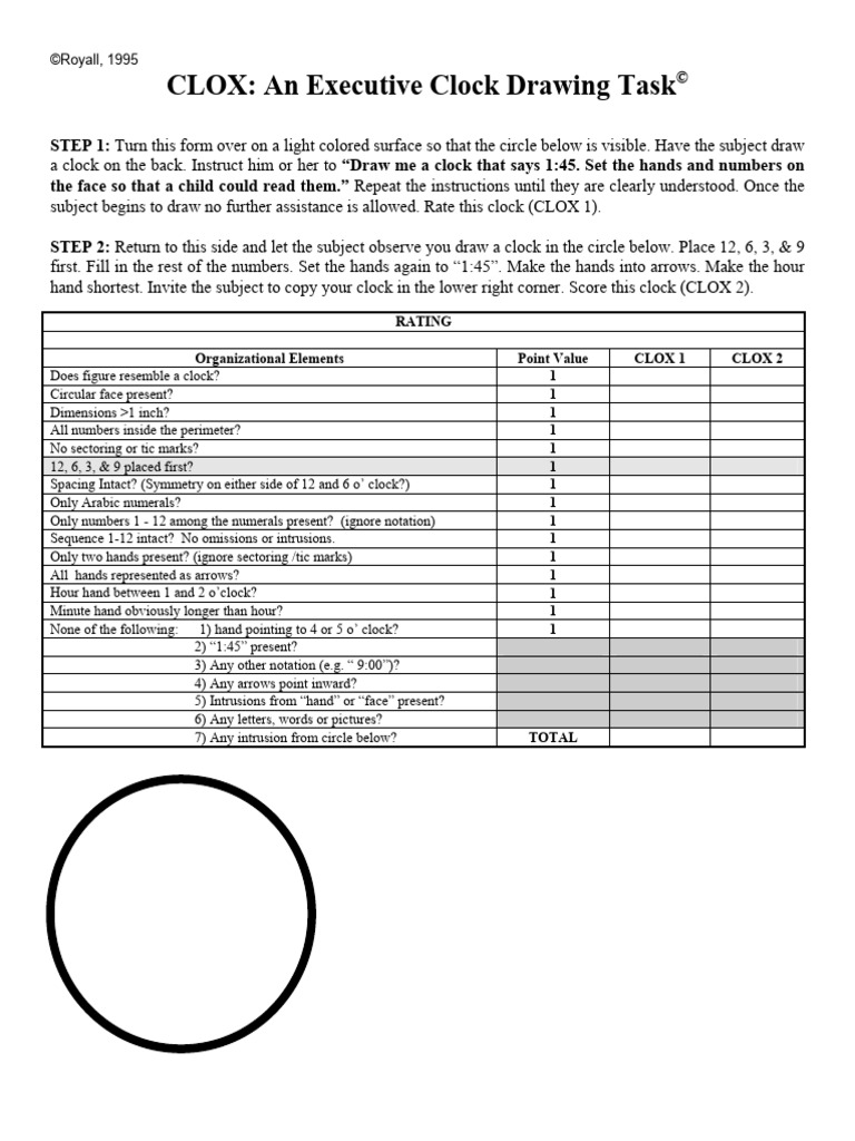 Clock Drawing Task Assessment Guide | PDF | Clock