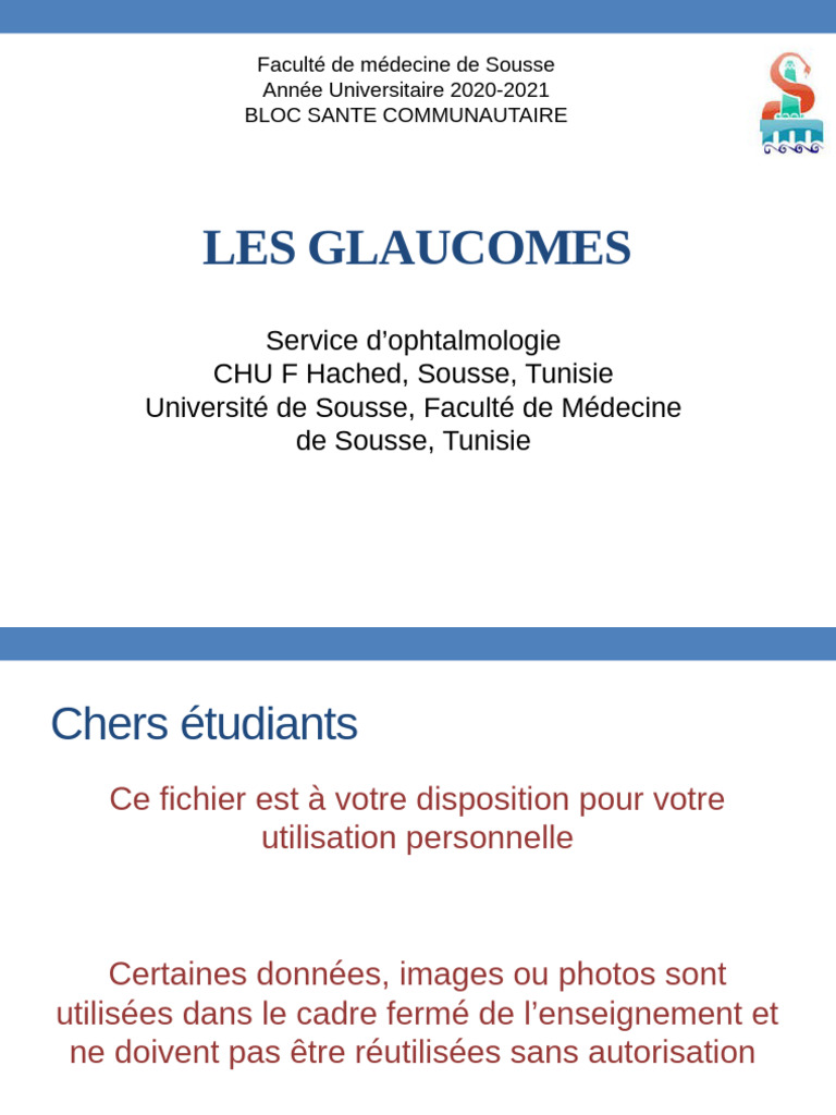 Glaucome : GPAO et GPFA en Tunisie | PDF | Glaucome | Sens (physiologie)