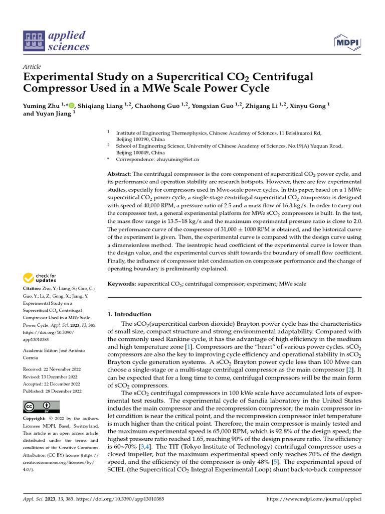 Experimental Study On A Supercritical Co2 Centrifugal 34sjqbzg | PDF ...
