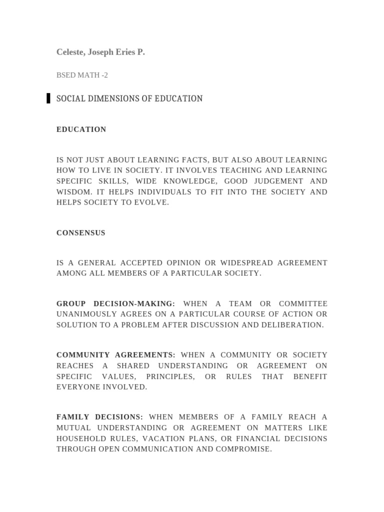 Social Dimensions of Education | PDF | Society | Communication