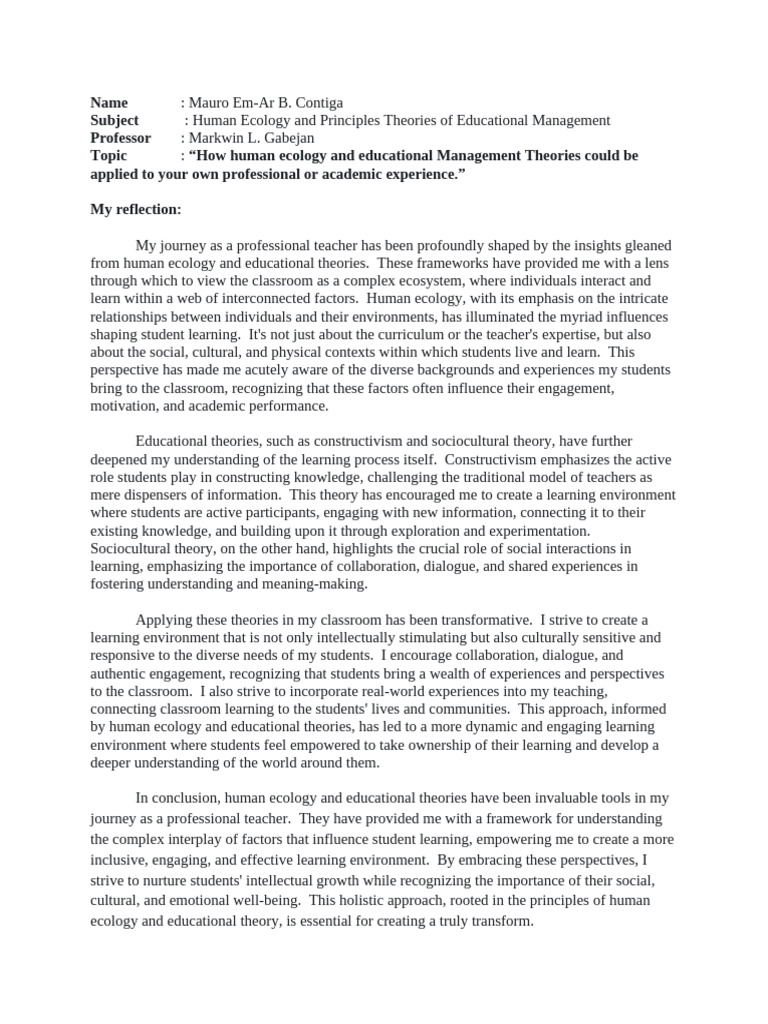 Applying Human Ecology in Teaching | PDF | Constructivism (Philosophy ...