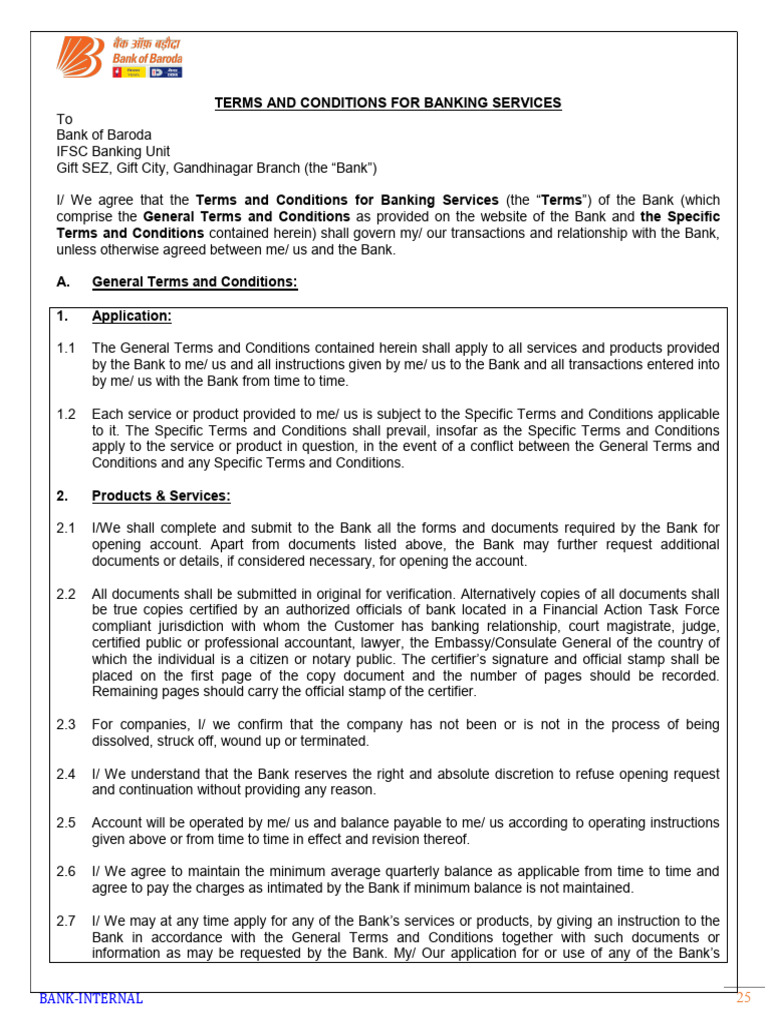 Banking Services Terms and Conditions | PDF | Banks | Private Law