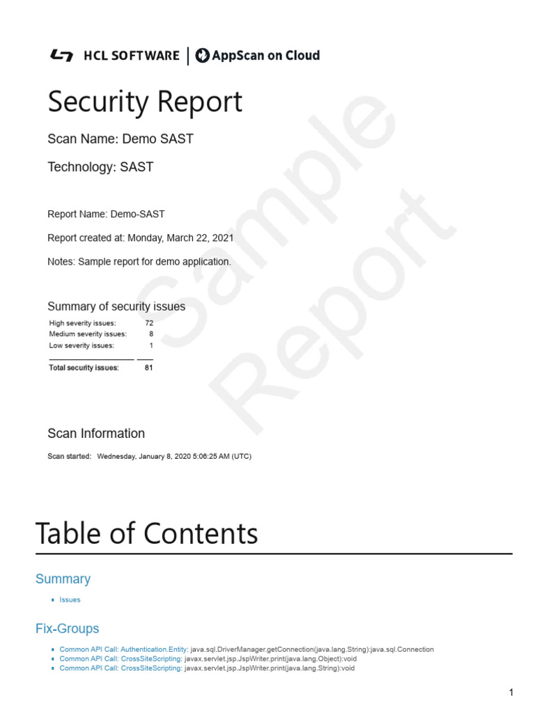 HCL SAST Security Scan Report | PDF | Parameter (Computer Programming ...