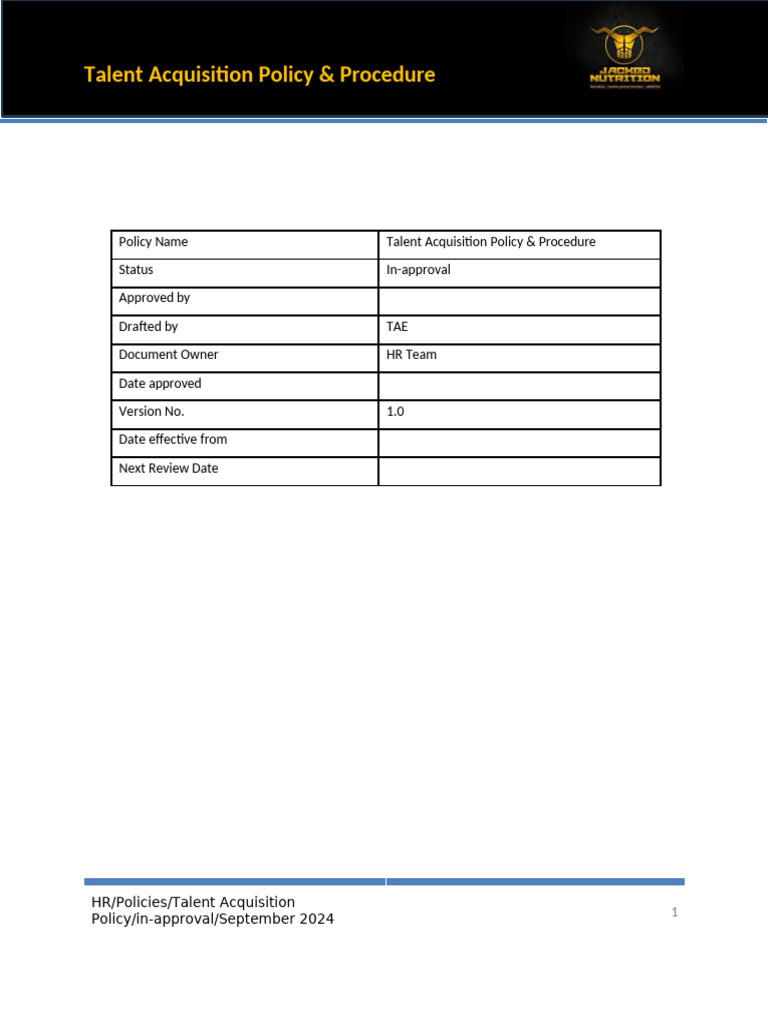 Talent Acquisition Policy Overview | PDF | Recruitment | Employment