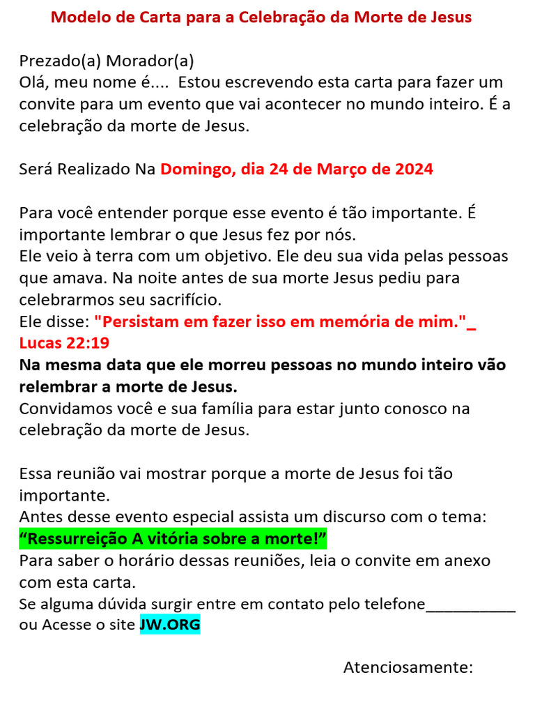 Convite para Celebração da Morte de Jesus | PDF