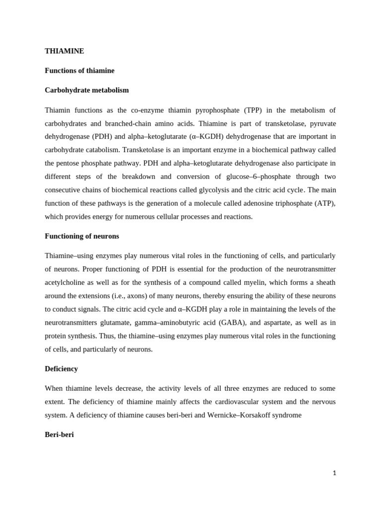 Thiamine intelligence overview