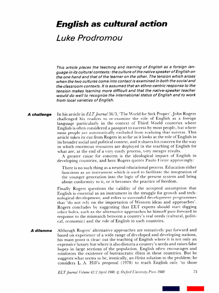 English Teaching in Cultural Contexts | PDF | Foreign Language | Learning