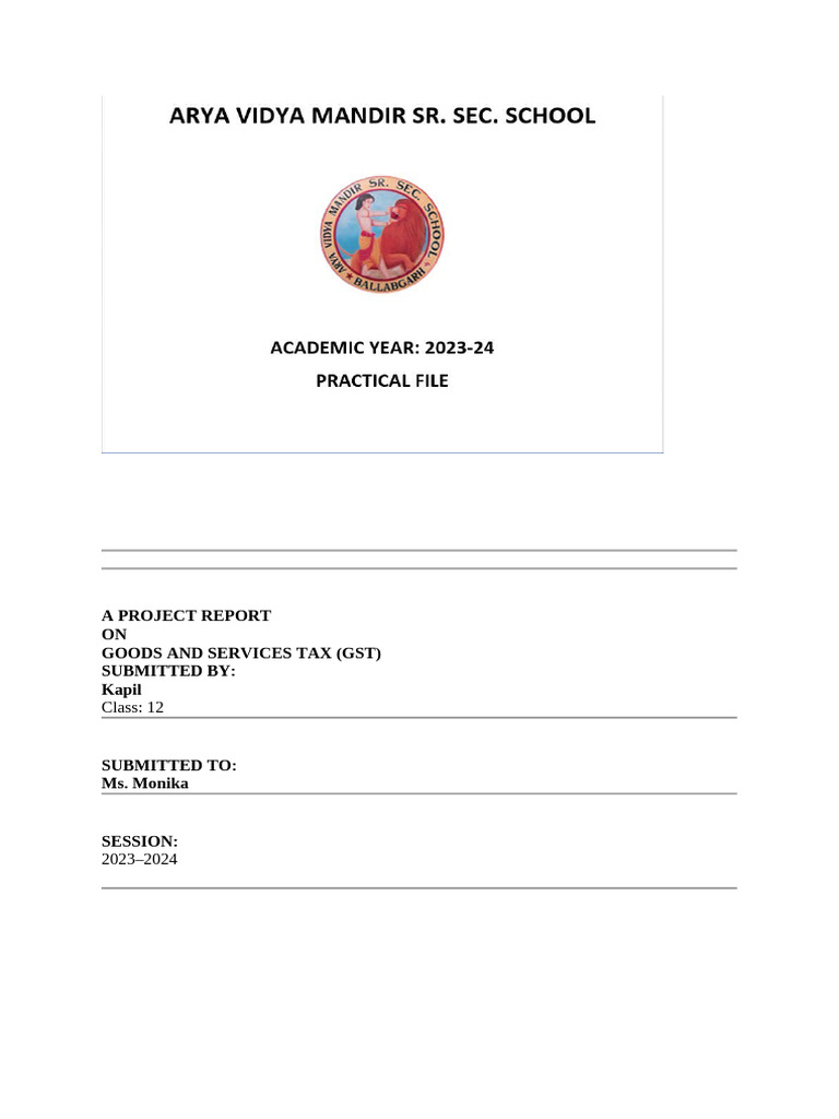 Kapil Class 12 Gst Project File | PDF | Taxes | Government Finances