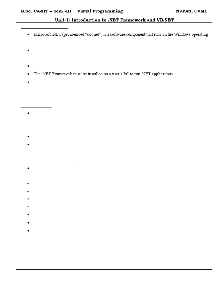 Introduction to .NET Framework & VB.NET | PDF | Data Type | Computing