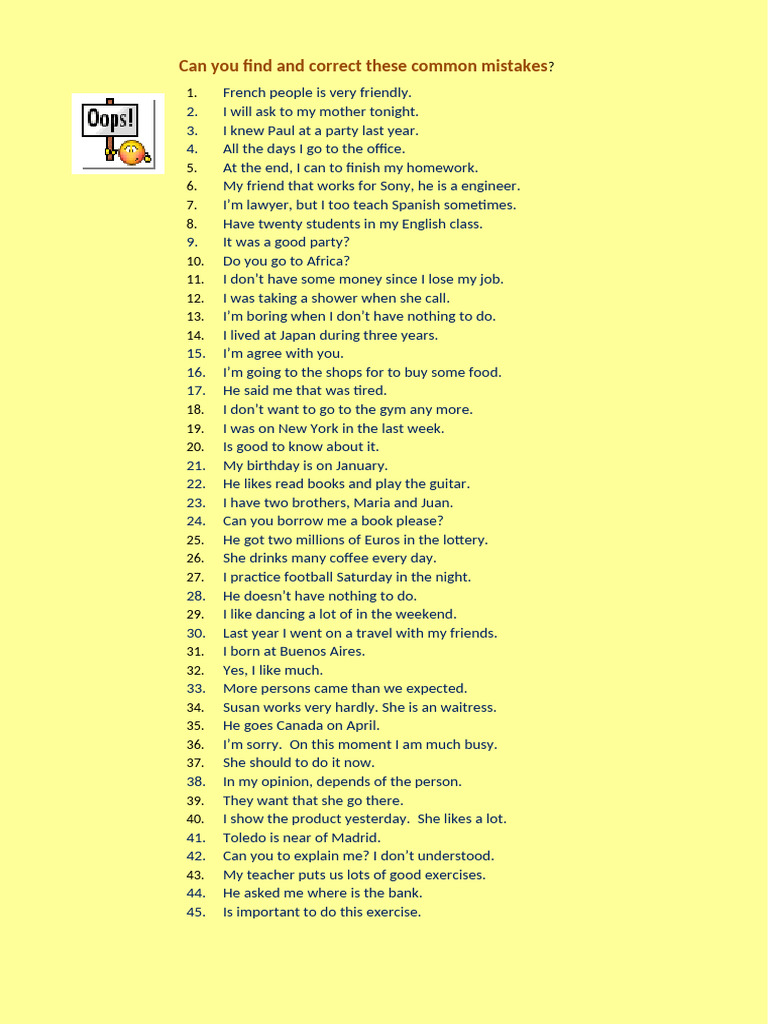 Common English Mistakes to Correct | PDF