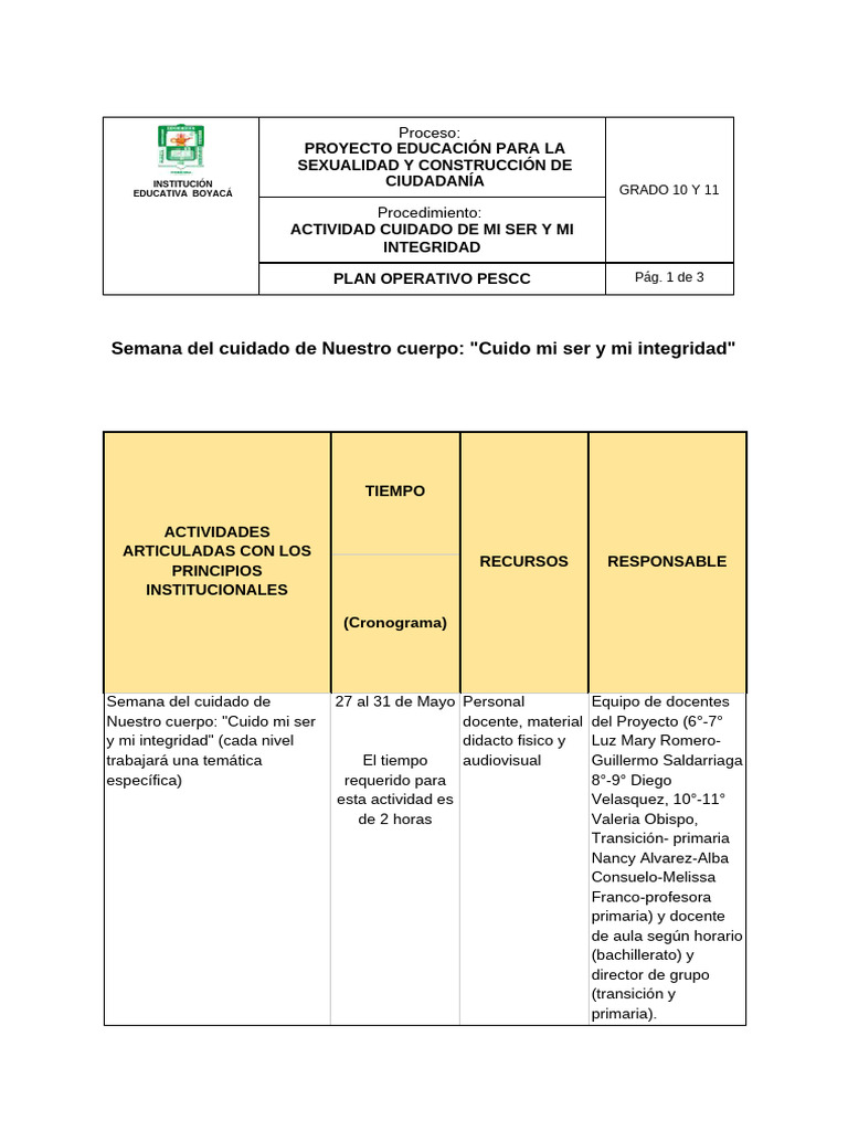 Actividad Semana Del 27 Al 31 de Mayo PESCC | PDF | Maestros