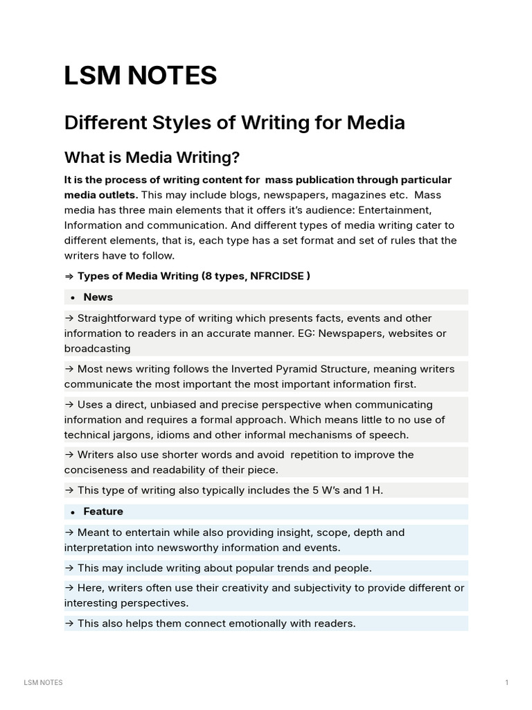 Types of Media Writing Explained | PDF | Communication | Nonverbal ...