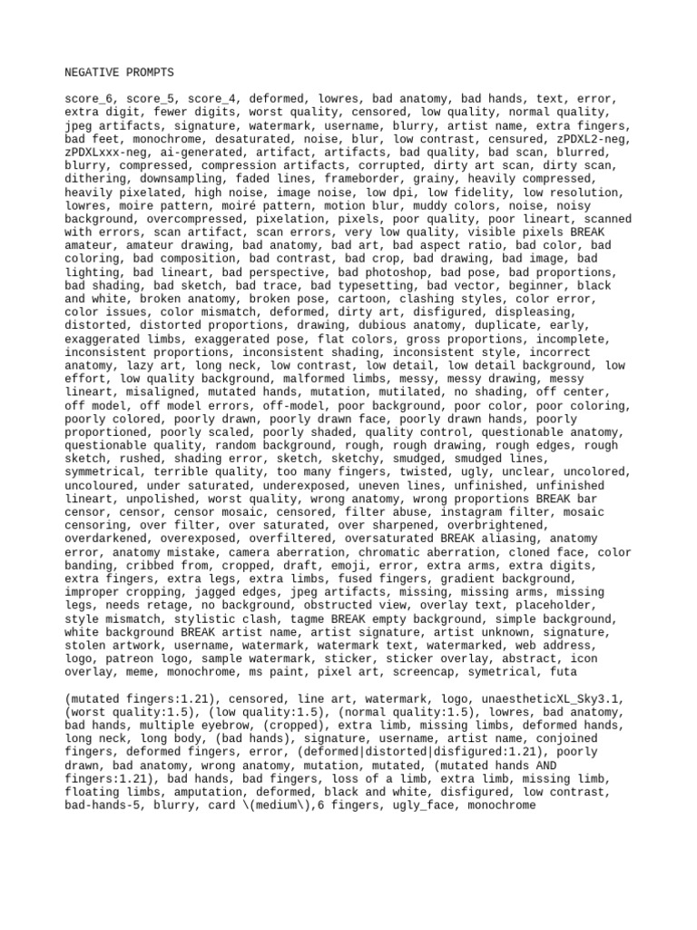 Prompts Negative | PDF | Imaging | Image Processing
