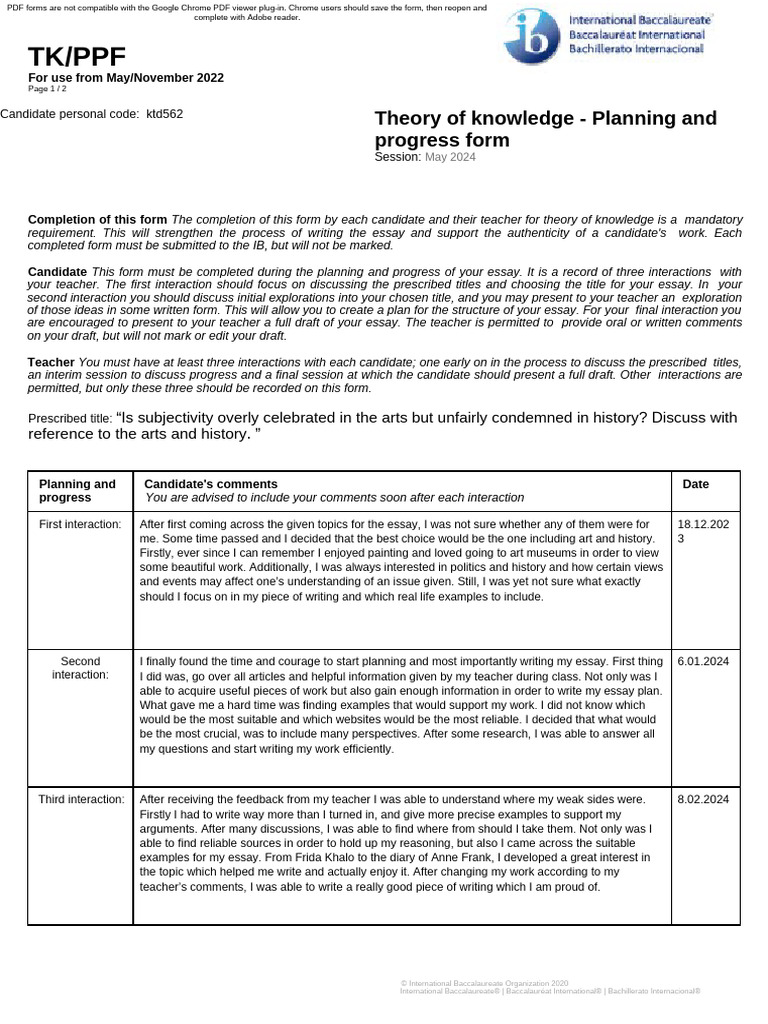 Planning_and_progress_form_ | PDF | Essays | Human Communication