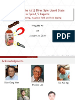 Wing-Ho Ko - Perturbing The U (1) Dirac Spin Liquid State in Spin-1/2 Kagome: Raman Scattering, Magnetic Eld, and Hole Doping