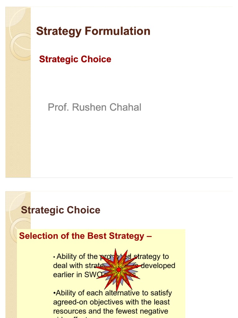 Strategy Formulation-Strategic Choice | PDF | Strategic Management | Taxes