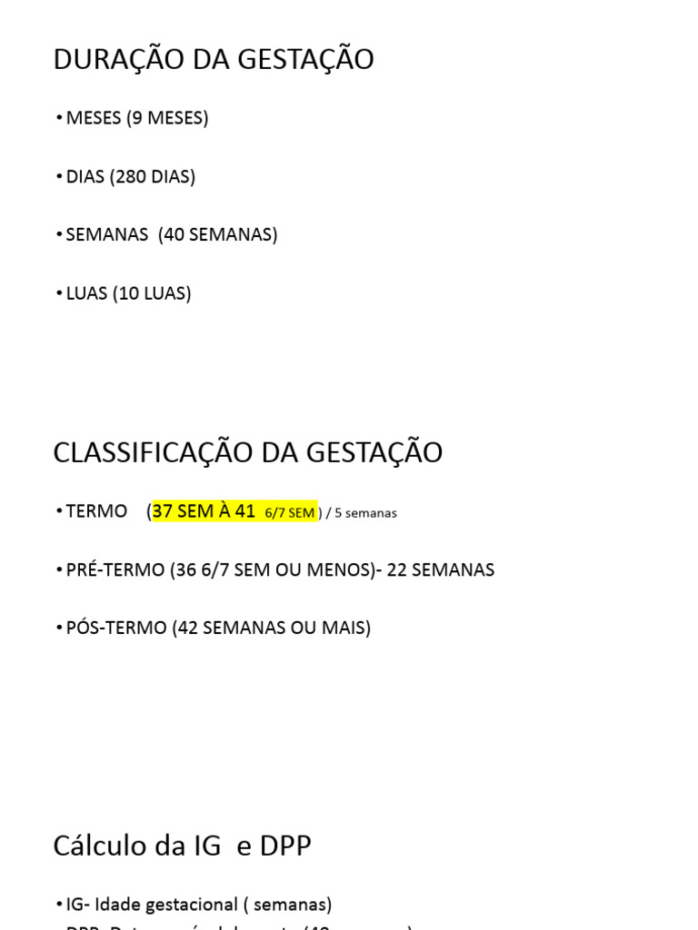 Cálculo da Idade Gestacional e DPP | PDF