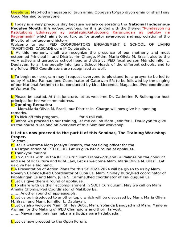 Script For IP Day | PDF