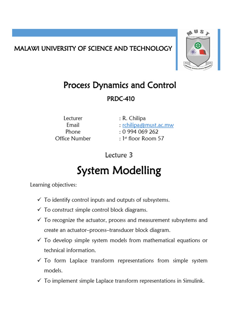 System Modeling in Control Dynamics | PDF | Actuator | Sensor