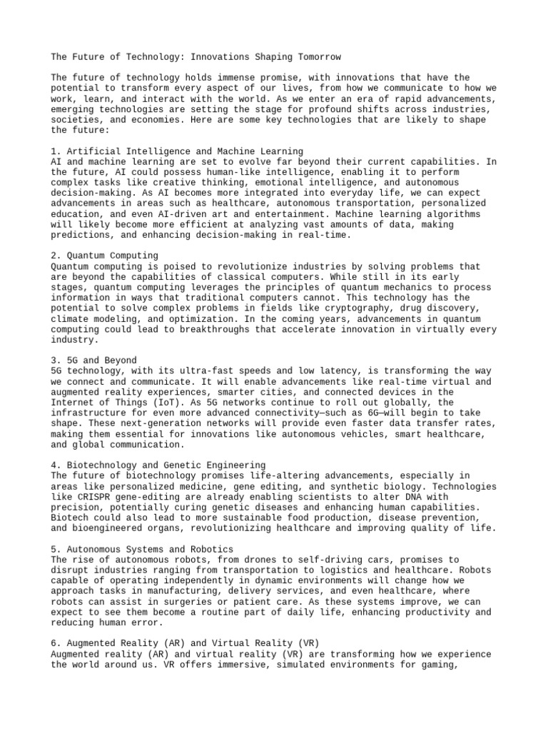 The Future of Technology Innovation | PDF | Quantum Computing ...