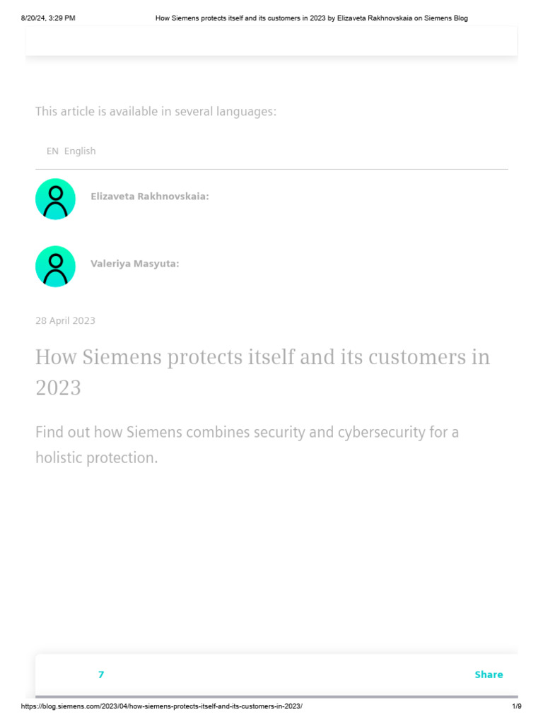 How siemens protects itself and its customers in 2023 by elizaveta