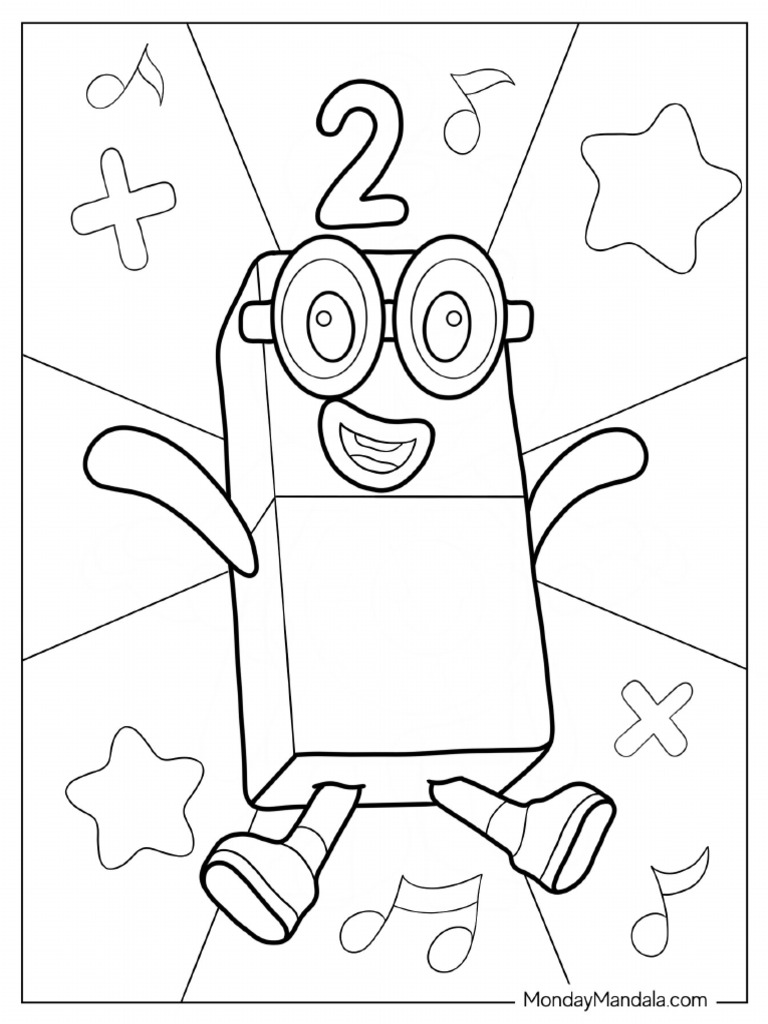 Numberblocks 2 Jumping Coloring Sheet | PDF