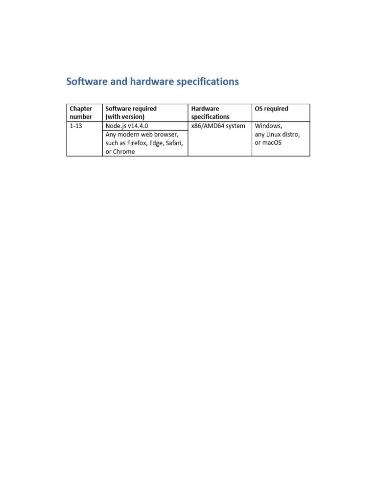 Hardware and Software Specifications | PDF