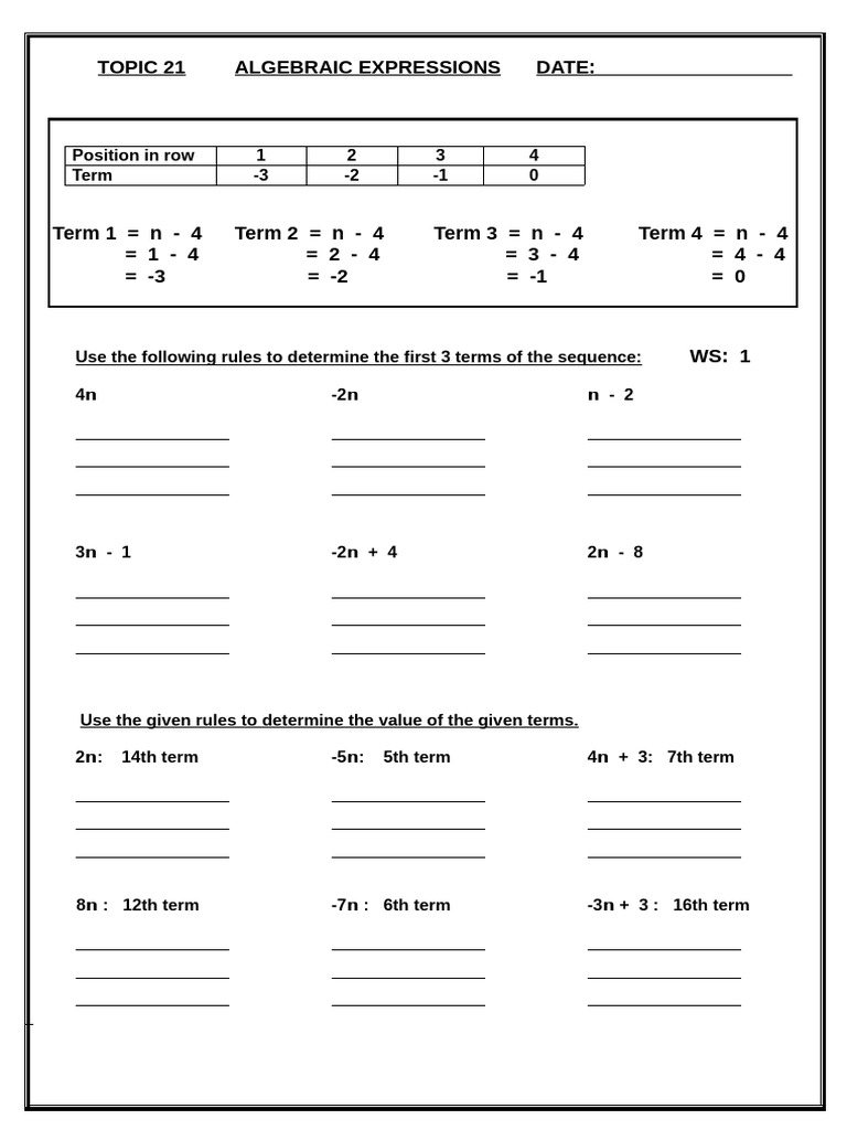 Worksheets Topic 21 | PDF