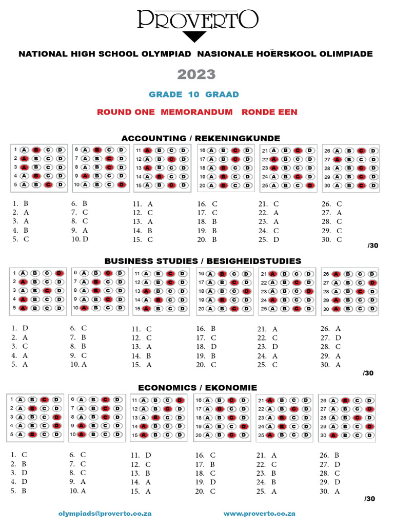 Proverto Olympiad 2023 Memorandum | PDF