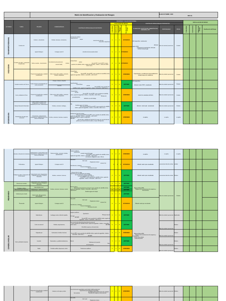 Matriz de Riesgos en Seguridad Laboral | PDF | Seguridad y salud ...