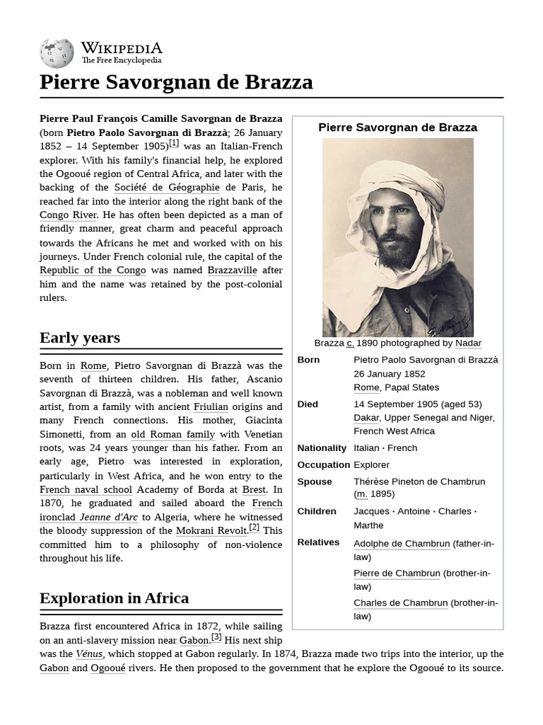 Savorgnan de Brazza: Peaceful Explorer | PDF