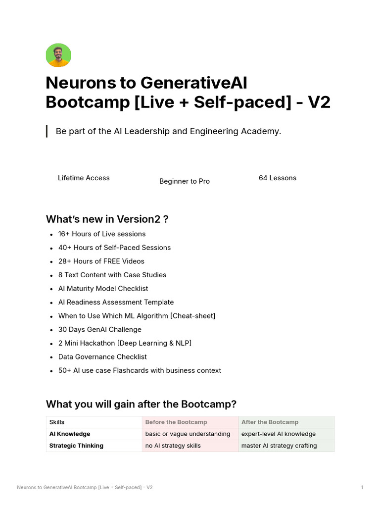 Neurons To GenerativeAI Bootcamp V2 | PDF | Artificial Intelligence ...