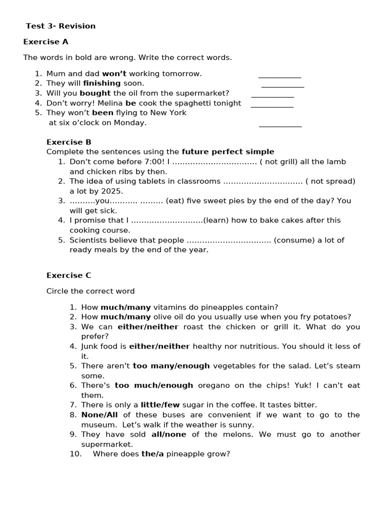 Grammar Test 3 | PDF