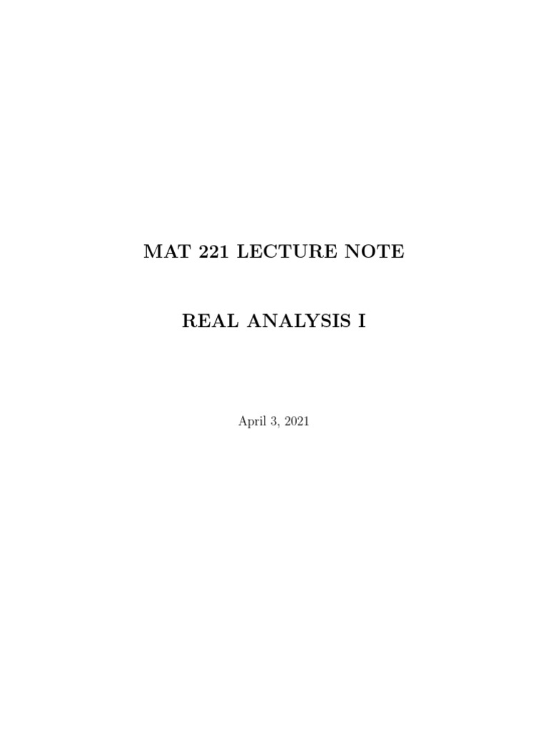 Real Analysis I: Sets and Functions | PDF | Mathematical Relations ...