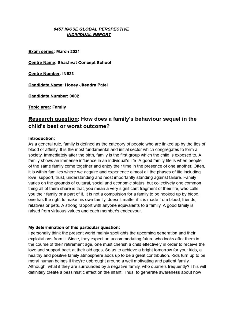 Family Influence on Child Outcomes | PDF | Parenting | Self Esteem