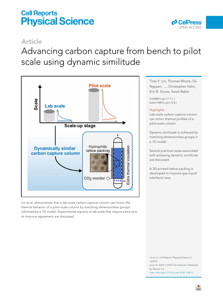 Advancing Carbon Capture From Bench To Pilot Scale Using Dynamic ...