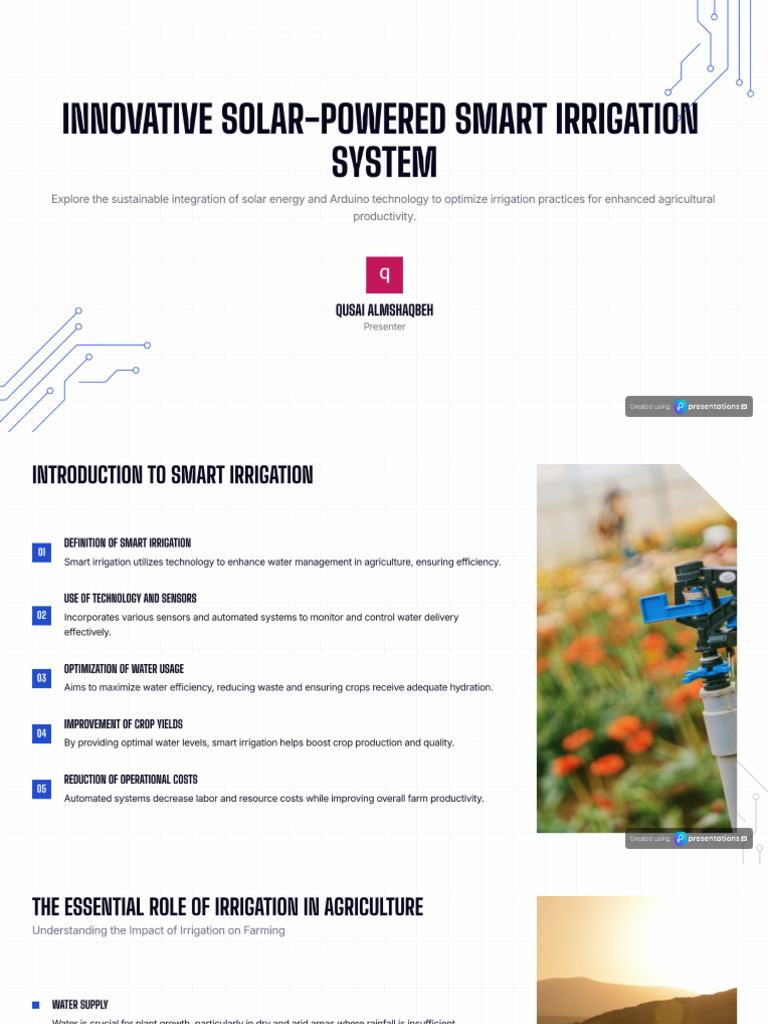Solar Powered Arduino Based Smart Irrigation System | PDF