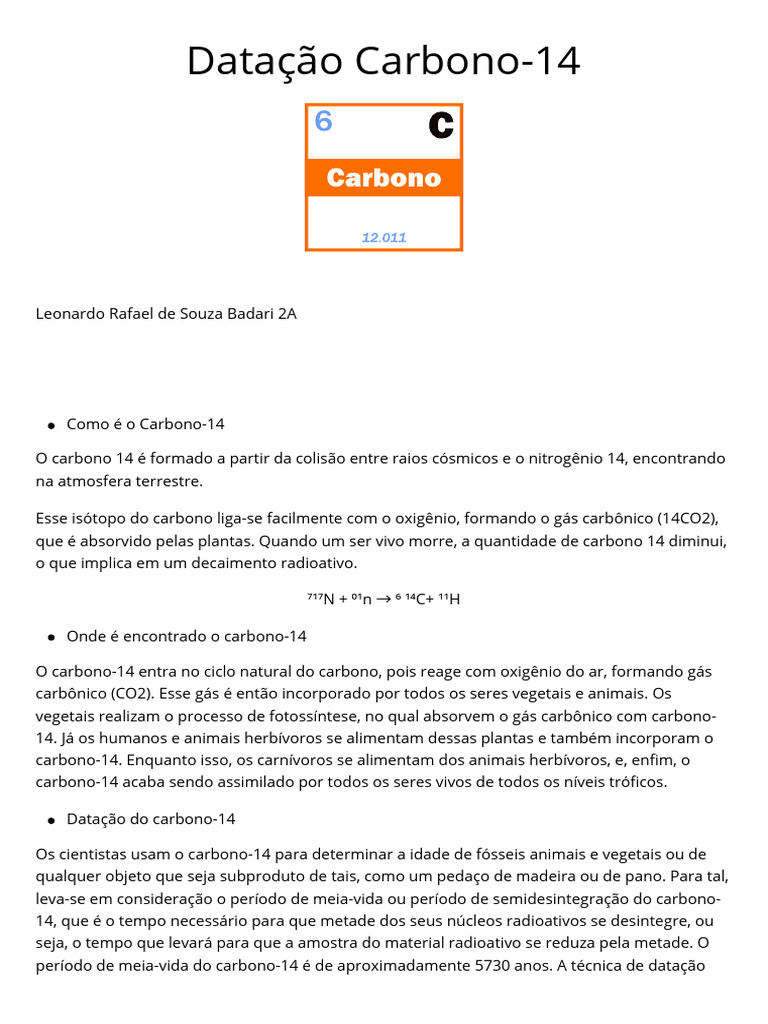 Entenda a Datação por Carbono-14 | PDF