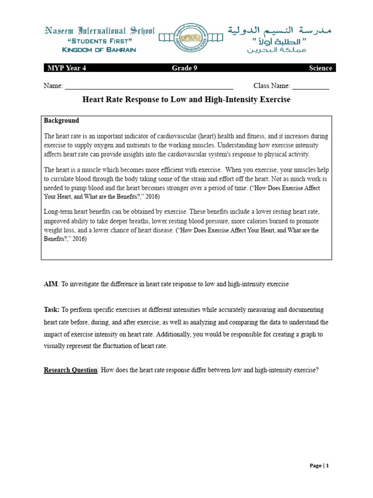 Heart Rate Response to Exercise Intensity | PDF | Validity (Statistics ...