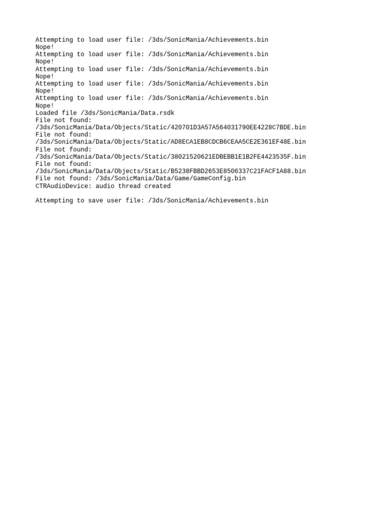 Sonic Mania 3DS File Loading Issues | PDF