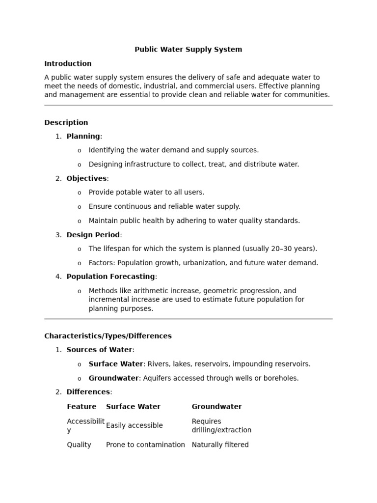 OEN351: Water Supply & Treatment Overview | PDF | Water Purification ...