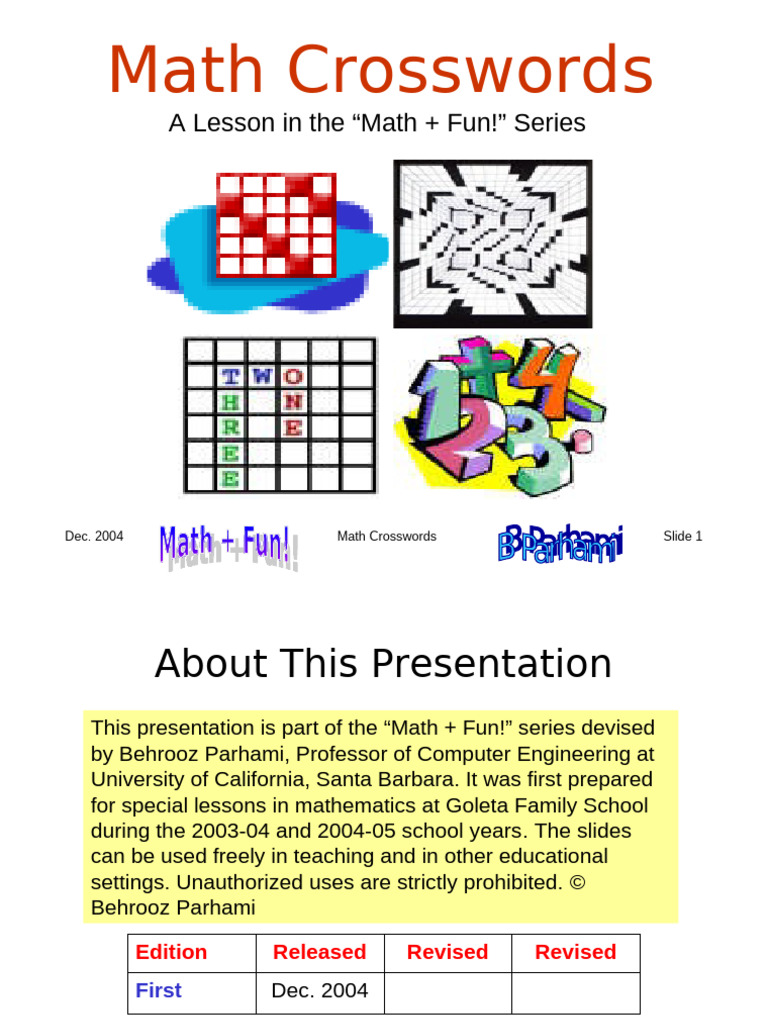 KS2 Math Crossword Activities | PDF | Crossword | Mathematics