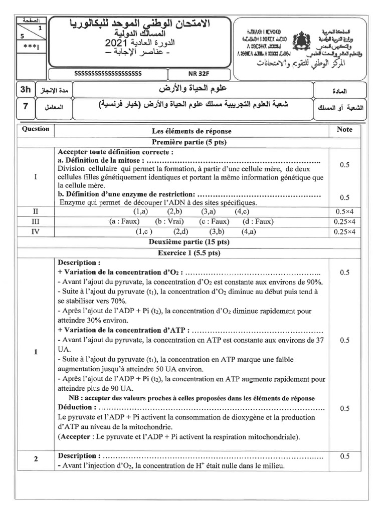Examen National SVT 2eme Bac SVT 2021 Normale Corrige | PDF