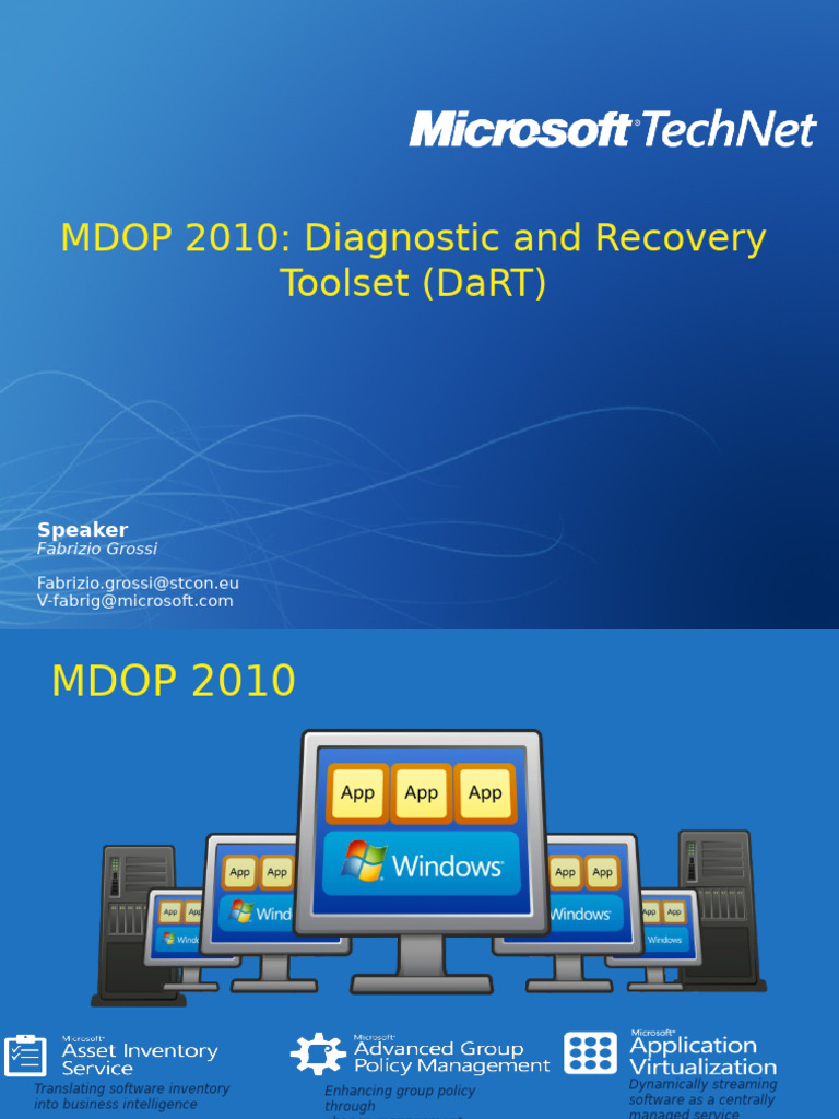 MDOP 2010: MSDaRT Overview and Tools | PDF | Microsoft Windows ...